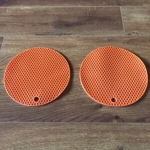 Orange silicone trivets set of 2